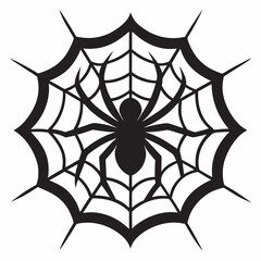 Fototapeta premium Spider Web Vector With Spider, Black silhouette