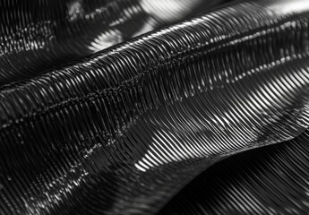 Black fabric texture, flowing folds, studio shot, abstract design