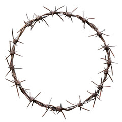 Obraz premium Barbed wire circle isolated on transparent or white background. A high resolution PNG image of Barbed wire circle.