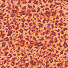 High-energy leopard print design in an abstract, artistic style with dynamic brushstroke textures in pink, purple, and orange © RDYD Studio