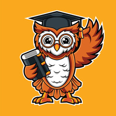 Wise Scholar Owl Mascot Logo Vector Cartoon Character
