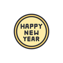 New year greeting colored icons, minimalist vector illustration ,simple transparent graphic element .Isolated on white background