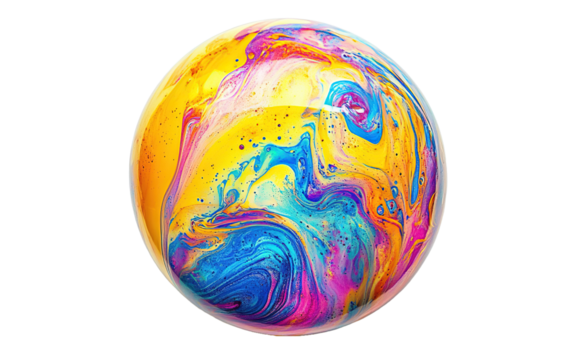 Colorful, abstract, and shiny object with a blue and yellow swirl on transparent or white background - Powered by Adobe