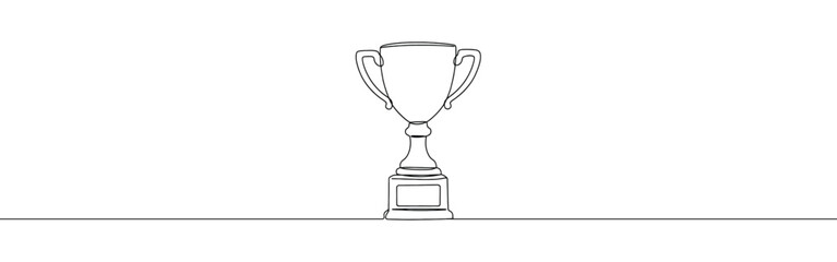 Trophy continuous one line drawing. Winner prize success achievement reward symbol. Vector illustration.