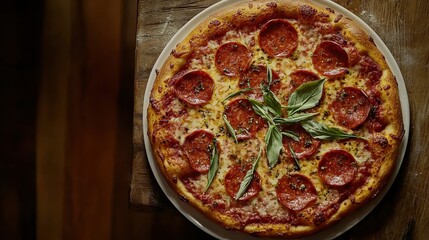 Pepperoni Pizza with Golden Crust and Garlic Butter