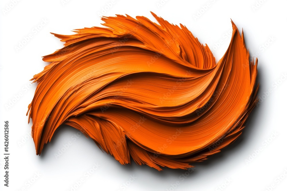 Poster A single, thick stroke of apricot-orange paint, isolated on a white background, is textured with soft strokes and blending edges to create the appearance of smooth skin color. The color is vibrant
