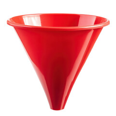 Plastic funnel with red color isolated on transparent or white background. A high resolution PNG image of Plastic funnel with red color.