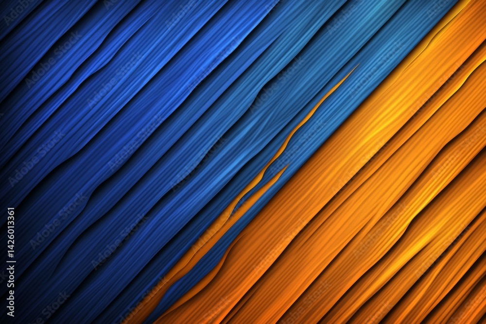 Poster a yellow and blue background with diagonal lines of paint splashes. the design is modern, abstract, 