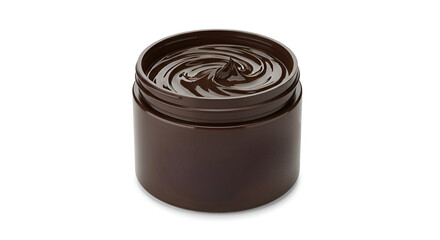 Insulated round jar of hair mask with shiny texture on a white background