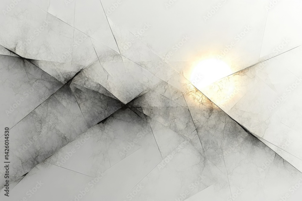 Aufkleber Abstract representation of a sunset with geometric patterns in muted colors showcasing a blend of light and shadow