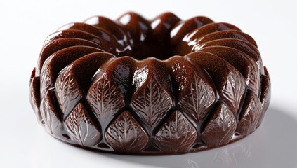 Chocolate Cake Design: Leaf-Shaped Mold Baking Deliciously Glazed Dessert