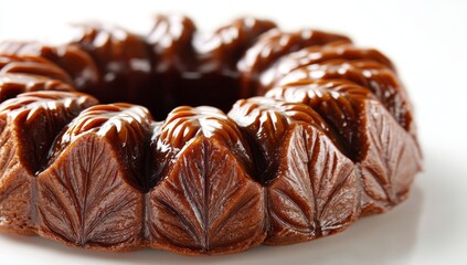 Delicious Caramel Cake: Indulge in Sweet, Gooey Goodness with Leaf Design, Baked to Perfection.