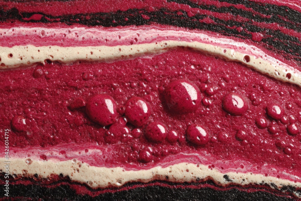 Fototapete vibrant red and black abstract patterns blend surface textures of colorful liquid art during a creat