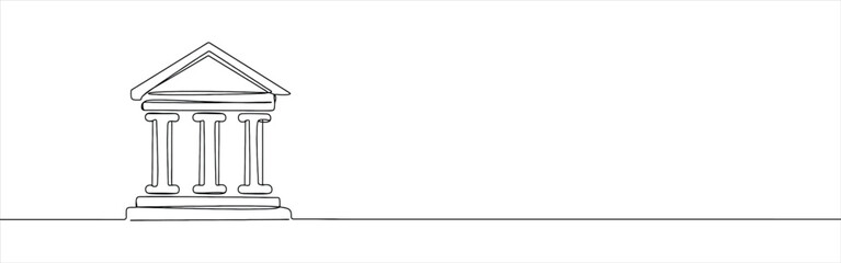 Fototapeta premium Bank continuous one line drawing. Government building, museum. Vector illustration.