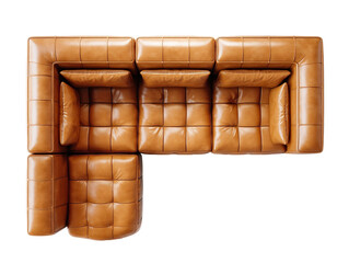 Obraz premium Modern leather sectional sofa with plush cushions arranged in a cozy living room setting