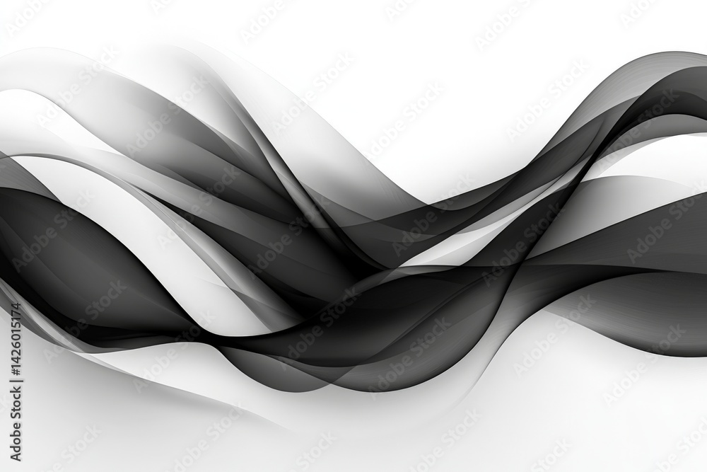 Poster Abstract black and white wavy patterns create a sense of movement and fluidity in modern design