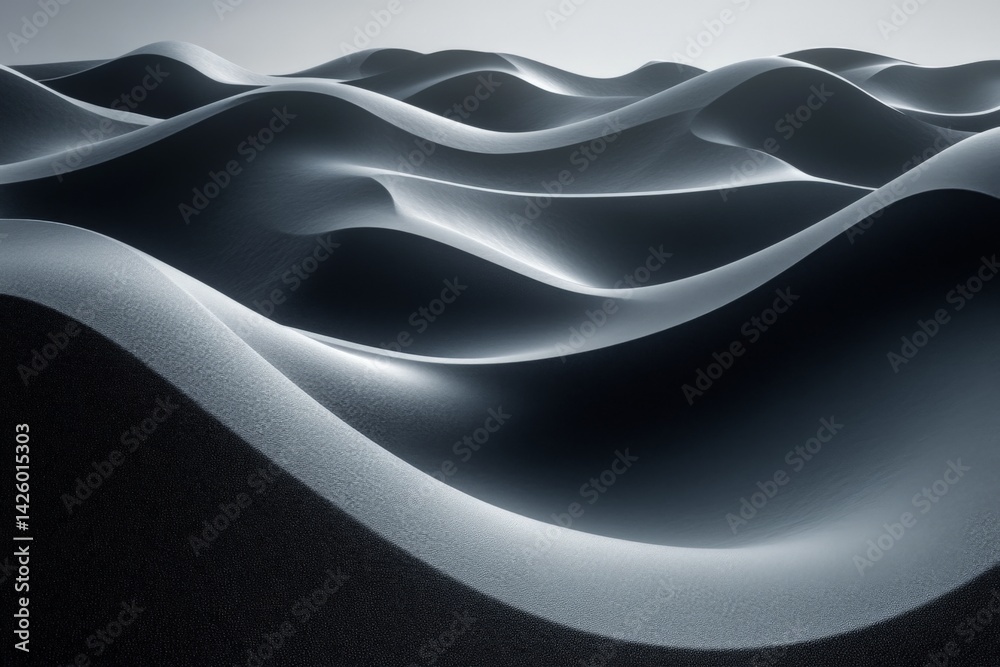 Poster waves of smooth sand create a mesmerizing landscape resembling rolling waves at an indoor art instal