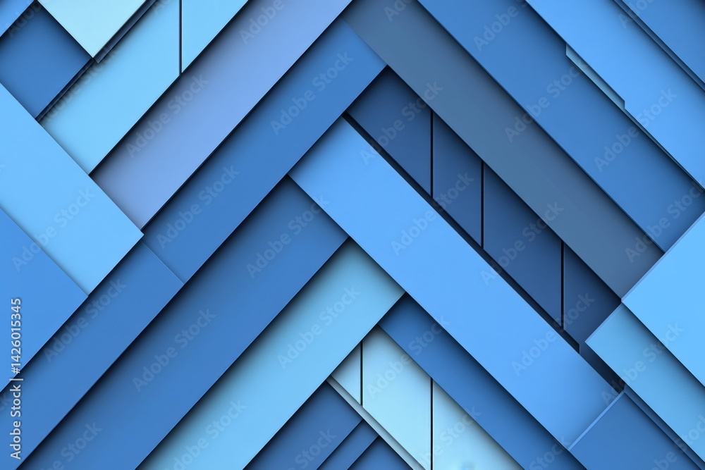 Aufkleber Abstract blue geometric pattern with layered shapes creating depth and visual interest in a minimalist design