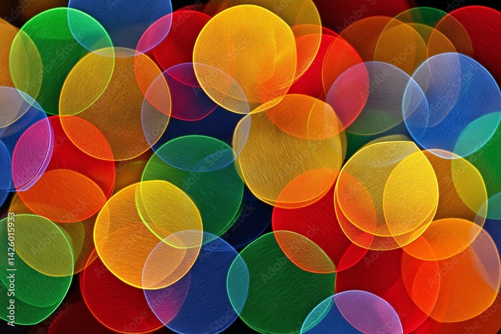 Aufkleber colorful circles create abstract patterns in bright hues during a nighttime celebration