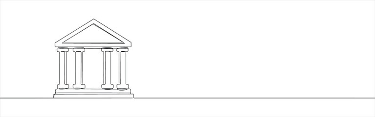 Bank continuous one line drawing. Government building, museum. Vector illustration.