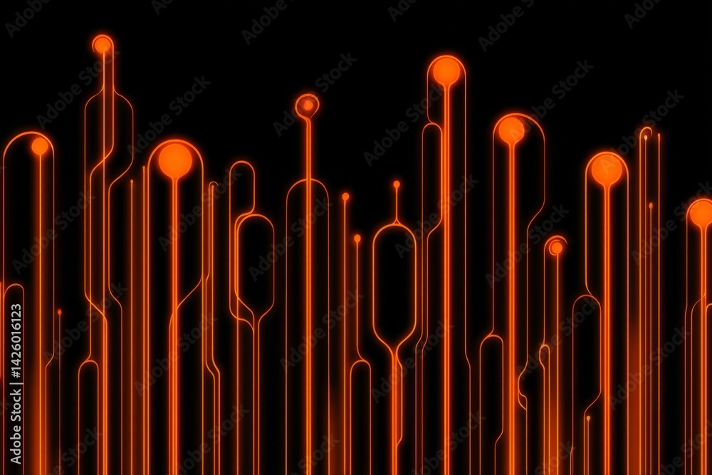 Poster Abstract orange lines creating a vibrant digital pattern representing technology and innovation in design