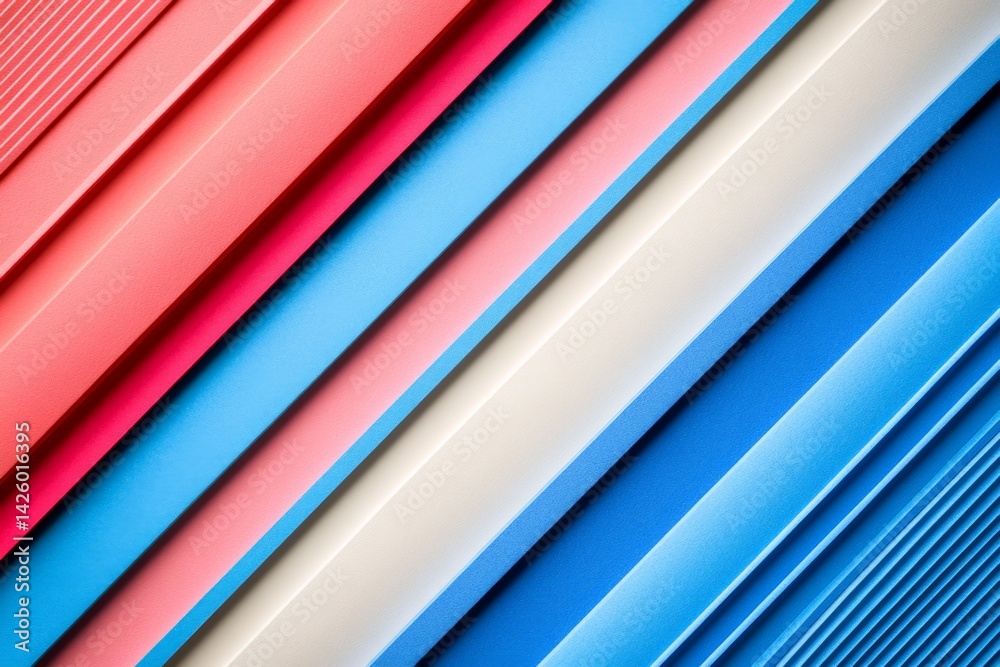 Poster colorful abstract textures with layered lines and patterns in pink, blue, and white shades arranged 