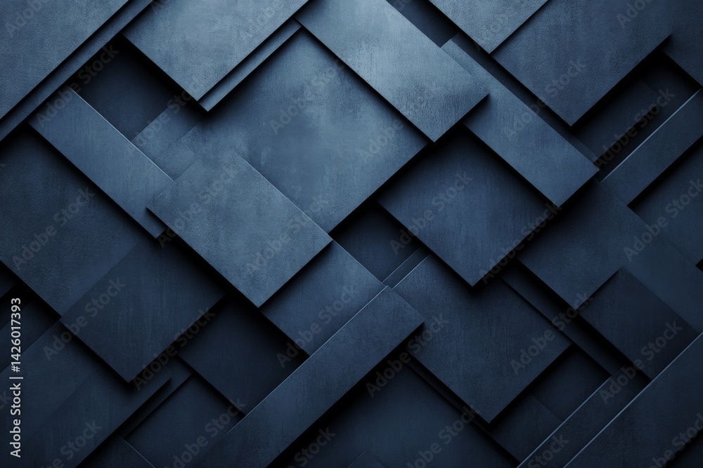 Poster Textured abstract composition with overlapping geometric shapes in dark tones showcasing depth and contrast