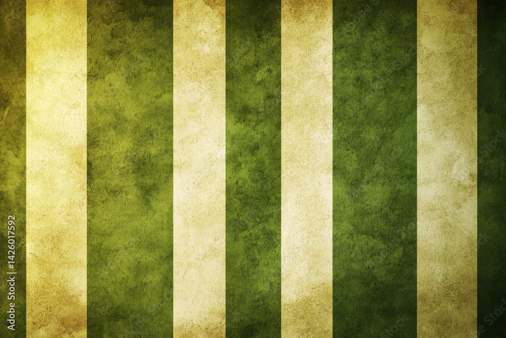 Poster stripes of green and yellow create a textured backdrop in a serene indoor space during daylight hour