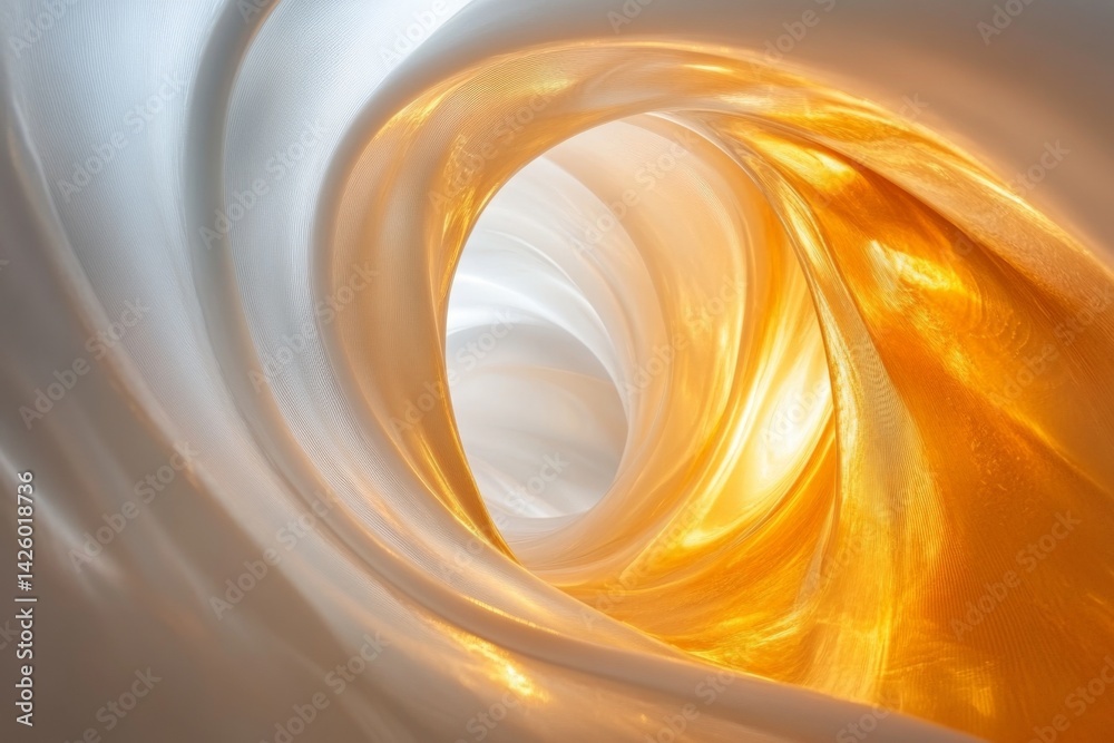 Poster Swirling patterns of white and orange fabric create a mesmerizing visual experience in soft light