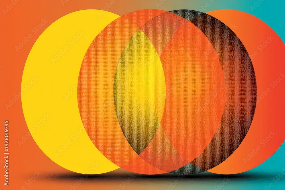 Poster colorful overlapping circles create vibrant abstract design showcasing warm hues in modern art style