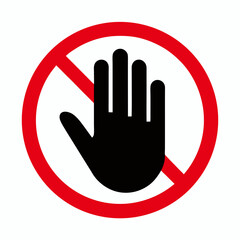 Fototapeta premium Do Not Touch Hand Forbidden Symbol Vector Illustration Isolated On White