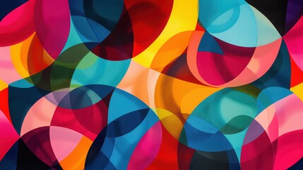 Obraz premium Abstract overlapping circles in vibrant colors creating a dynamic and modern background design element
