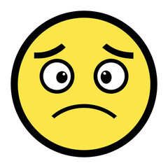 Fototapeta premium Isolated Simple Yellow Sad Emoji With Downcast Eyes And Frowning Mouth