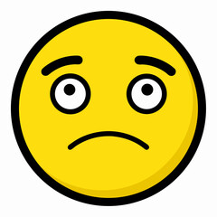 Contemplative Emoji With Raised Eyes In Flat Vector Illustration Style