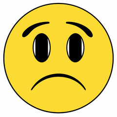 Yellow Sad Face Illustration Vector Icon Simple Depression Expression Graphic Art