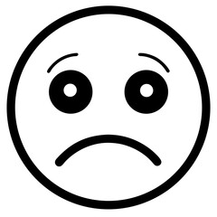 Fototapeta premium Sad Emoji Face Expression Black And White Round Shape Depressed Illustration