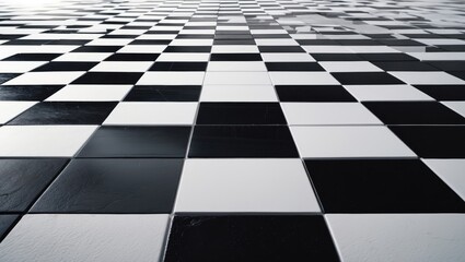 Fototapeta premium Close-up of white and black cells on a chessboard