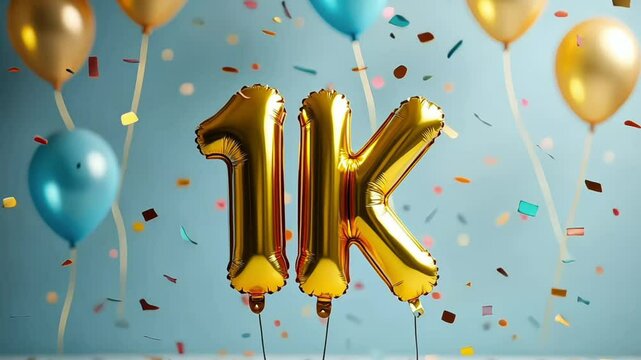 1K Gold Balloon Celebration &ndash; Social Media Milestone Concept