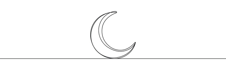 Moon linear background. Hand drawn crescent. Vector illustration.