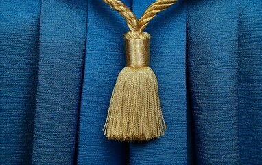 Blue fabric texture with golden decorative element abstract design for commercial use