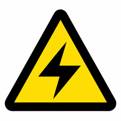 High Voltage Hazard Symbol In Yellow And Black Minimalist Warning Sign Illustration