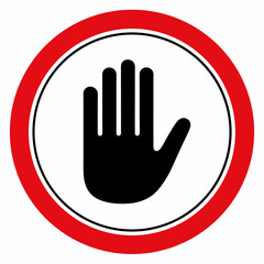 Obraz premium Hand Stop Sign Symbol Warning Danger Restriction Prohibition Caution Palm