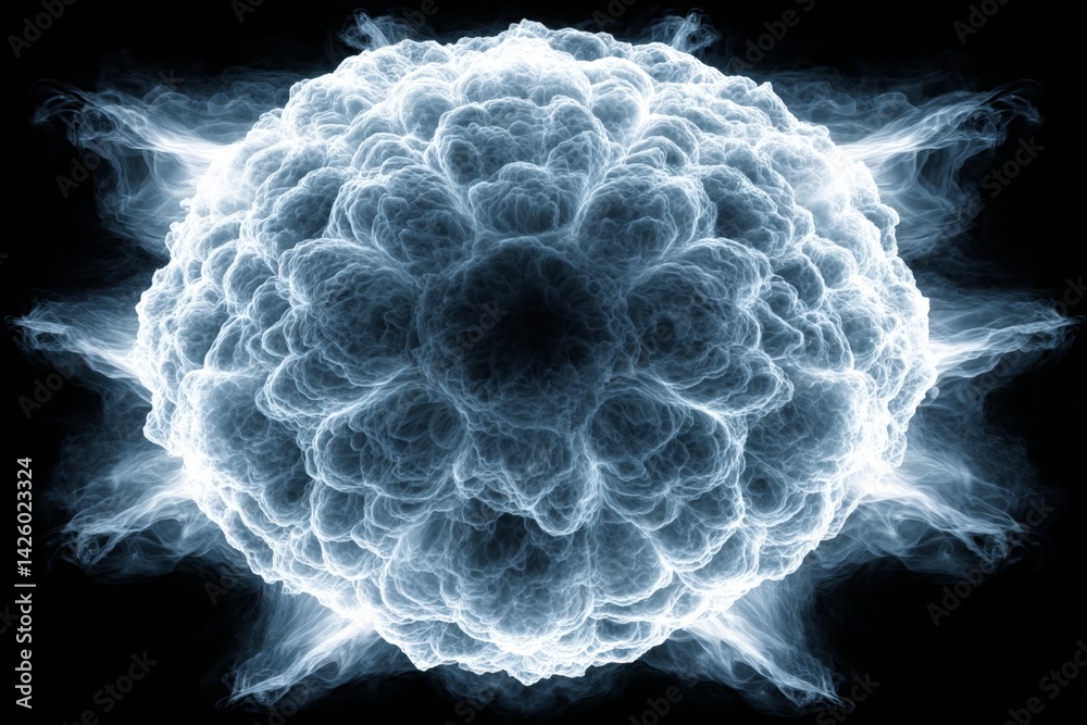 Fototapete illuminated abstract representation of a molecule with intricate patterns in a dark background
