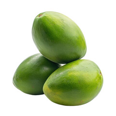 Stack of green papayas on transparent Background