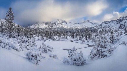 Fototapeta premium Snowy winter landscape panorama