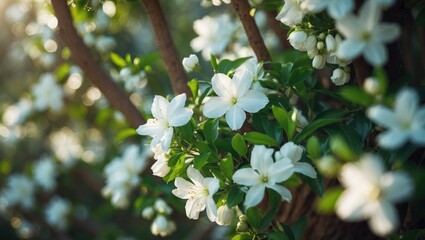 white gardenia flowers on tree