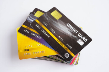 Credit card for online shopping, security finance business.