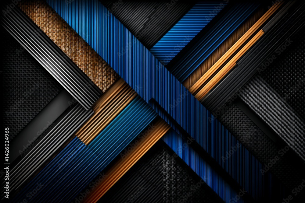 Aufkleber vibrant geometric patterns with blue, gold, and black textures creating an abstract composition show