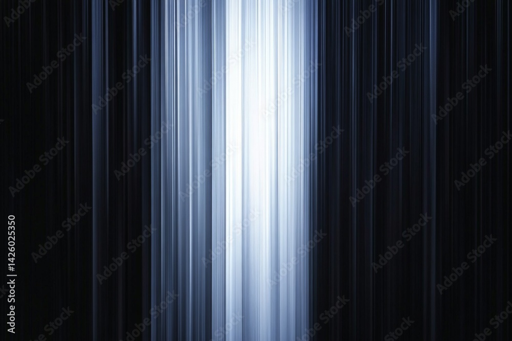 Fototapete Light streams through a curtain creating an ethereal glow in a darkened room during the evening hours