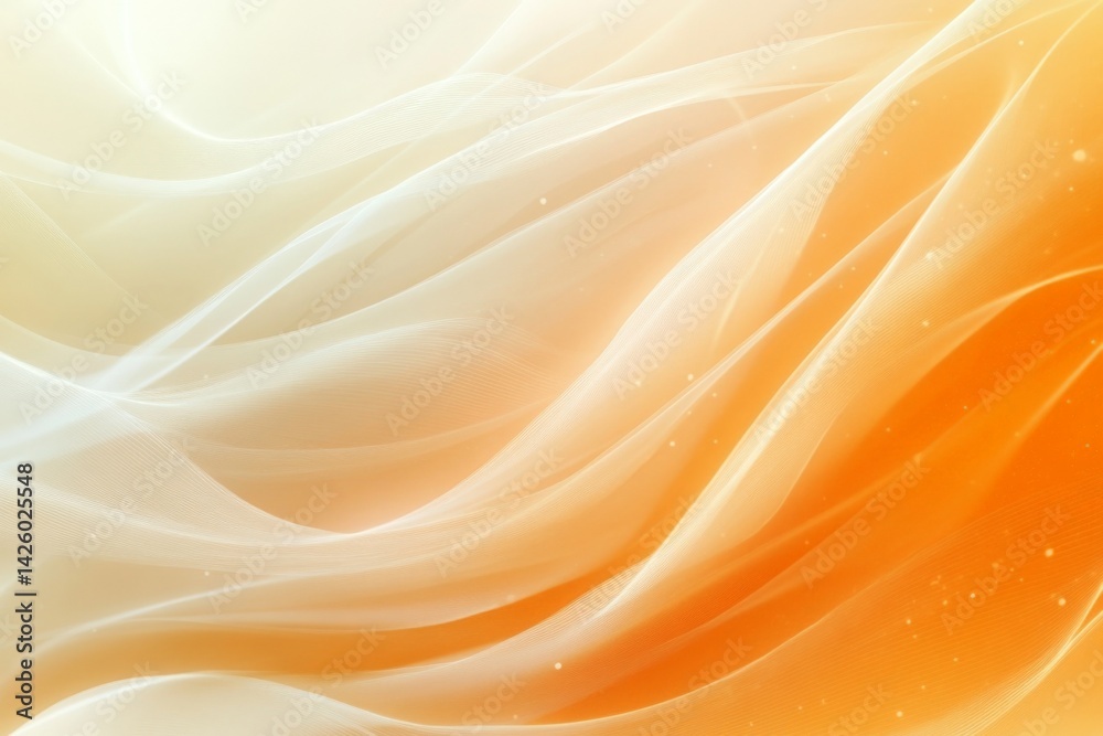 Poster Flowing waves of orange and white fabric create a soft, abstract background design for creative projects